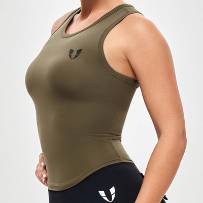 Round Neck Sports Tank - Moss Green