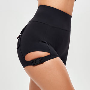Cutout Cargo Shorts - Black