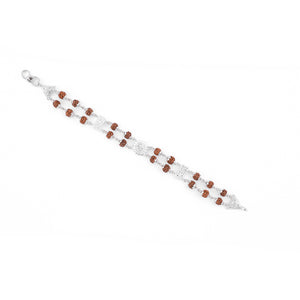 Rudraksha Silver Om With Sunface Double Line Bracelet