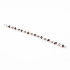 Silver Rakhi with Om Beads Capping and Rudraksha Bracelet