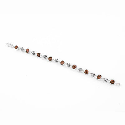Silver Rakhi with Om Beads Capping and Rudraksha Bracelet