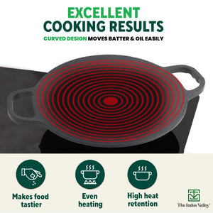 Cast Iron Double Handle Concave Tawa