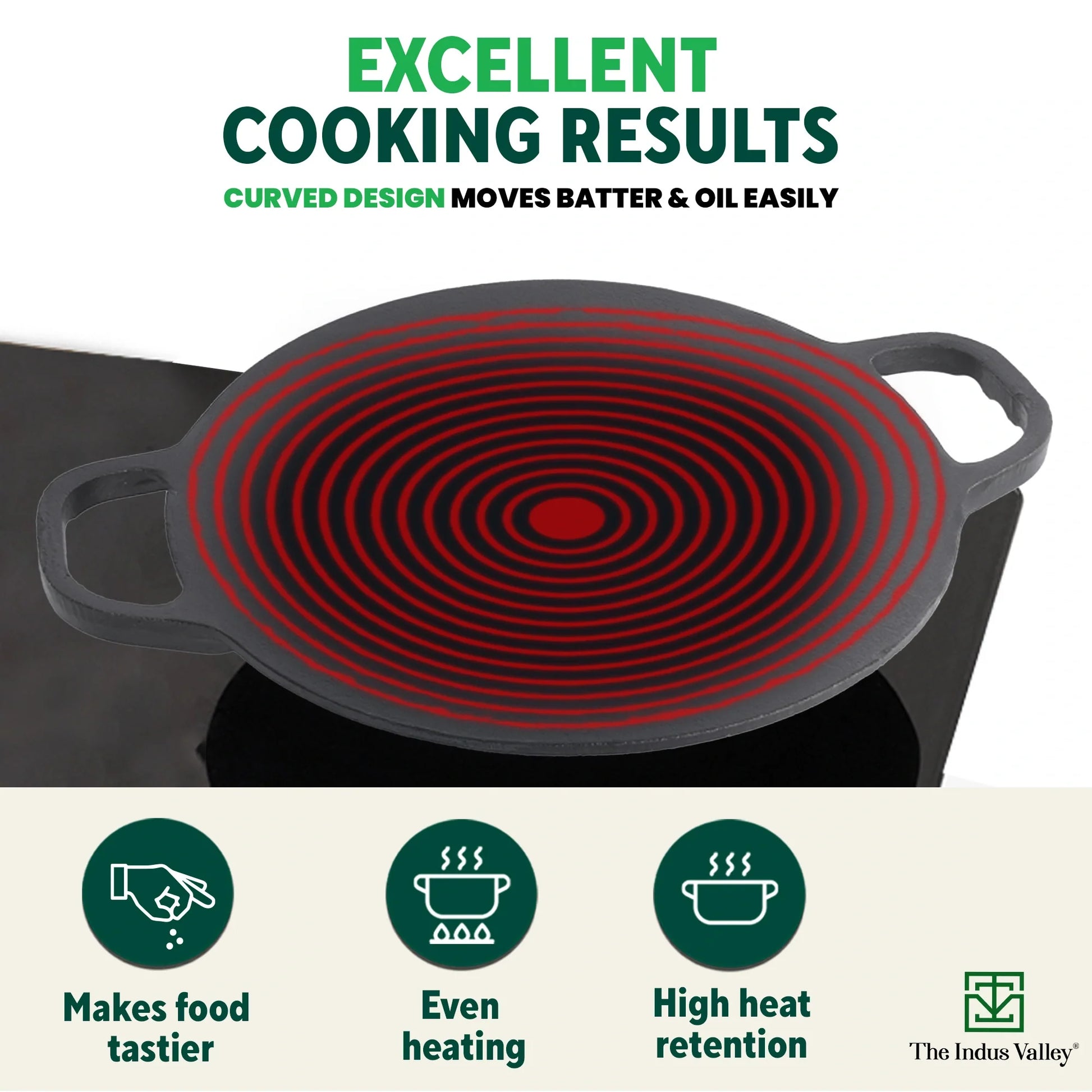 Cast Iron Double Handle Concave Tawa