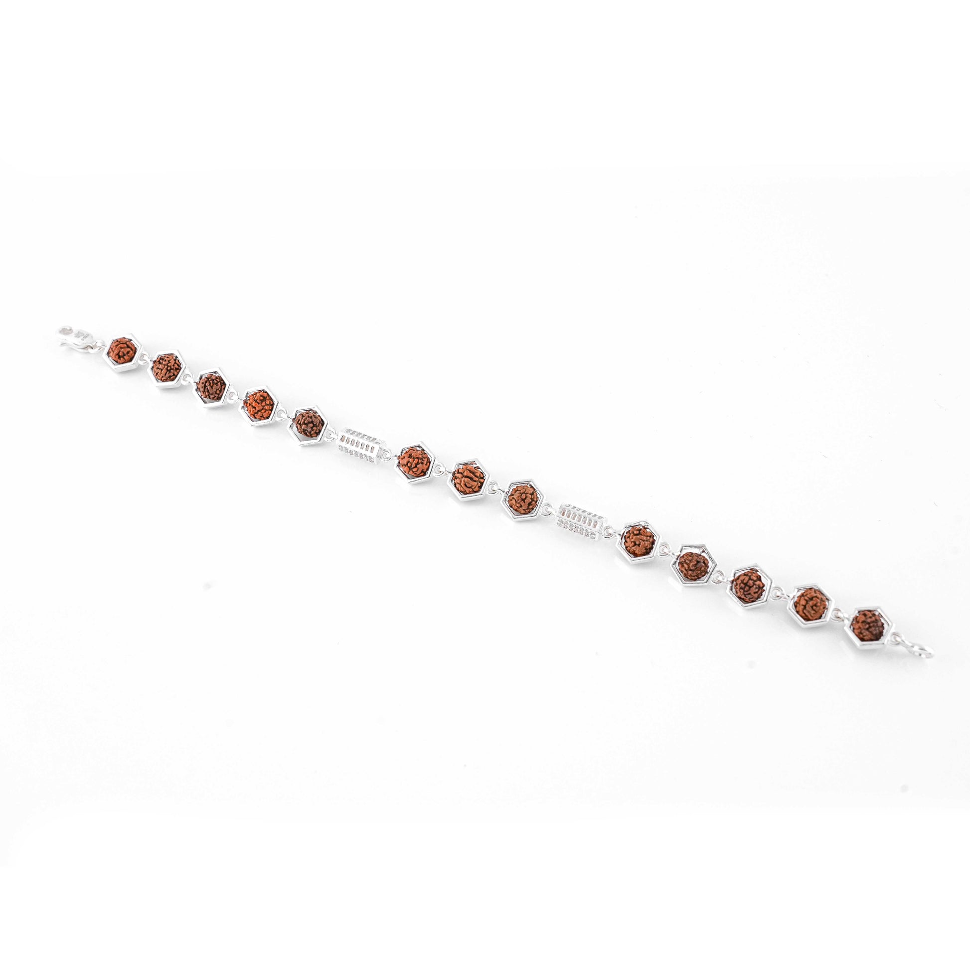 Silver Rakhi with Hexagon Rudraksha Beads