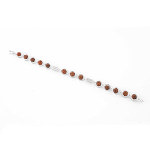 Rudraksha Silver Hexagon Ring Beads Bracelet