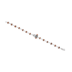 Rudraksha Silver Bracelet with Om Damru Single Line for Men