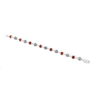 Rudraksha and Om namah shivay silver beads bracelet