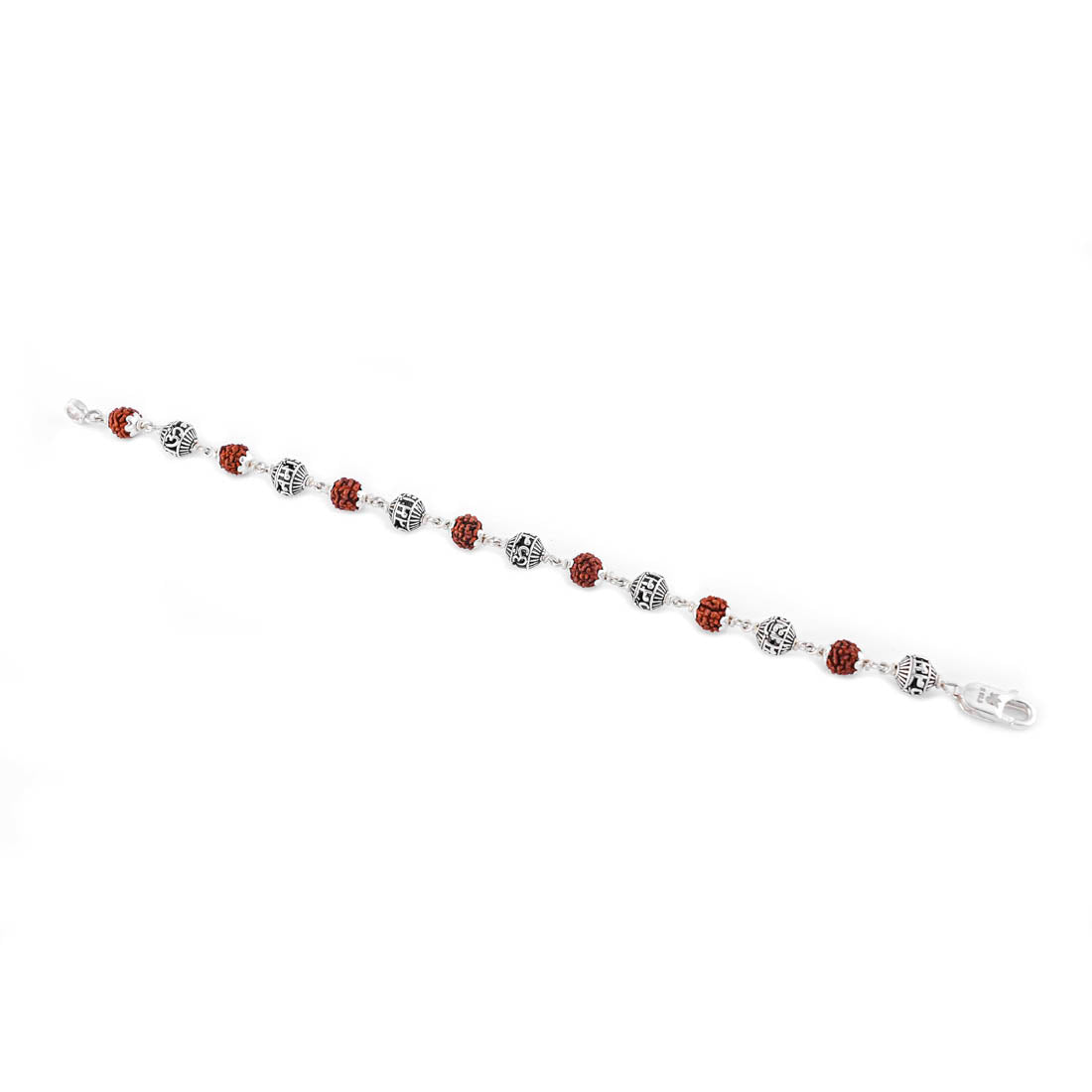 Rudraksha and Om namah shivay silver beads bracelet