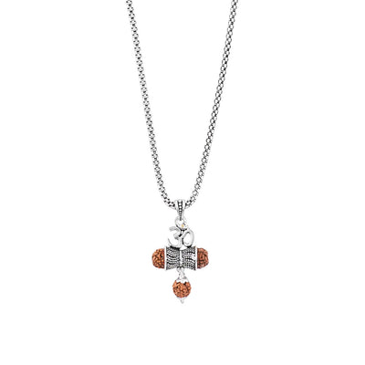 Rudraksha Om Damaru Pendants with Silver Chain