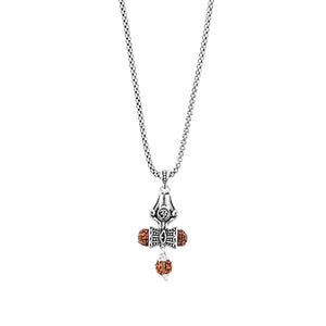 Rudraksha Trishul Om Damru Pendant With Silver Chain
