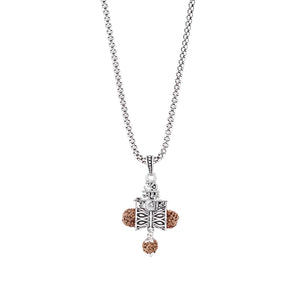 Rudraksha Om Namah Shivay Damru Pendant with Silver Chain