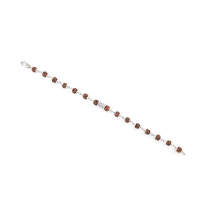 Silver Rakhi with Diamond Cylinder and Rudraksha