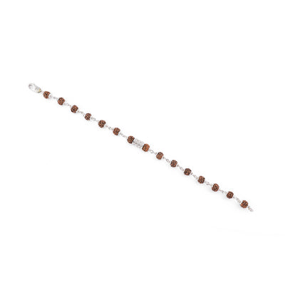 Silver Rakhi with Diamond Cylinder and Rudraksha