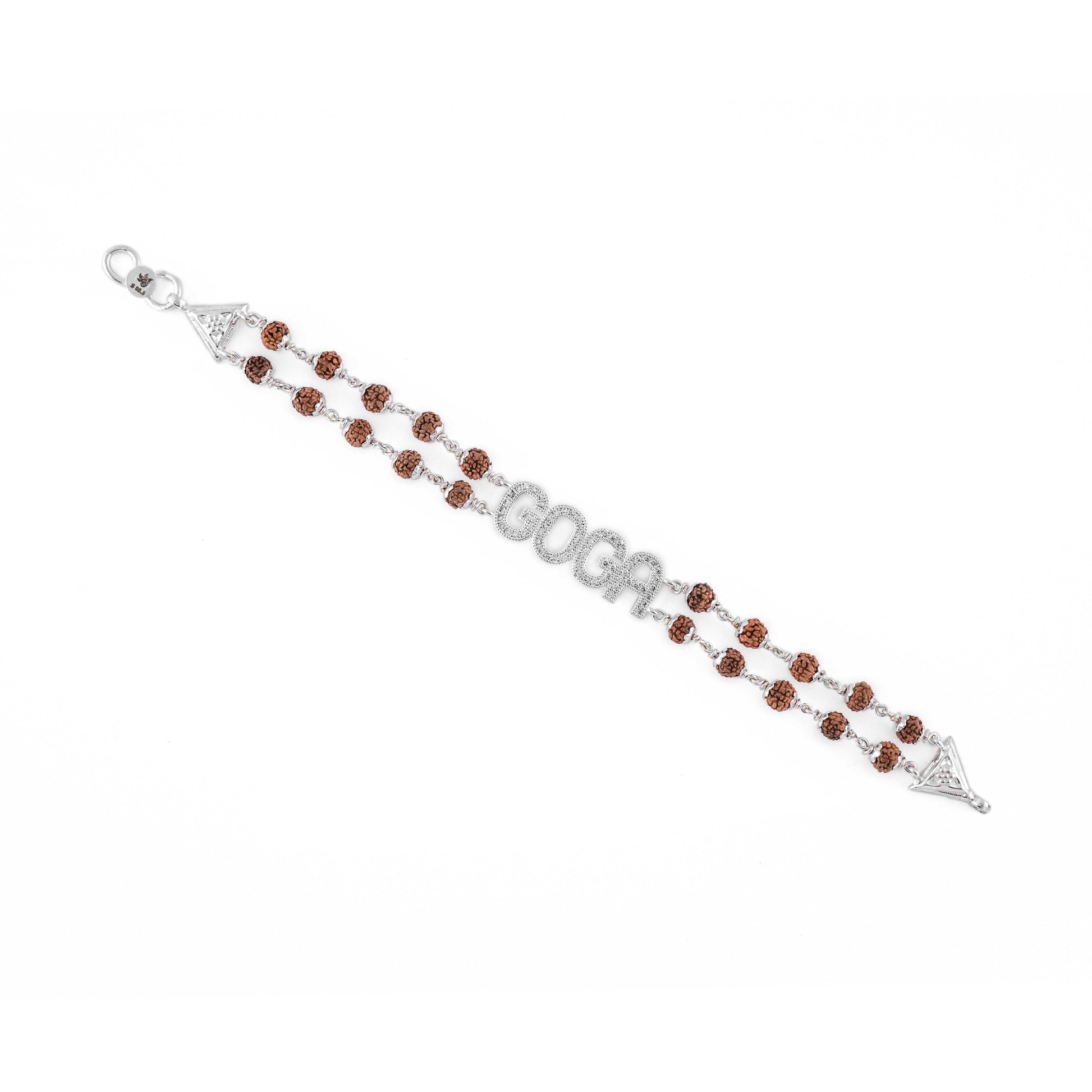 Rudraksha Silver Goga Brooch Double Line Bracelet