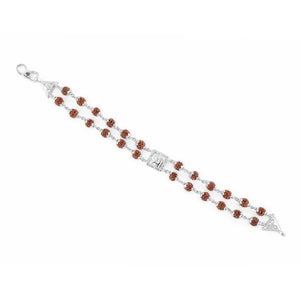 Rudraksha Silver Shree in Square double line bracelet