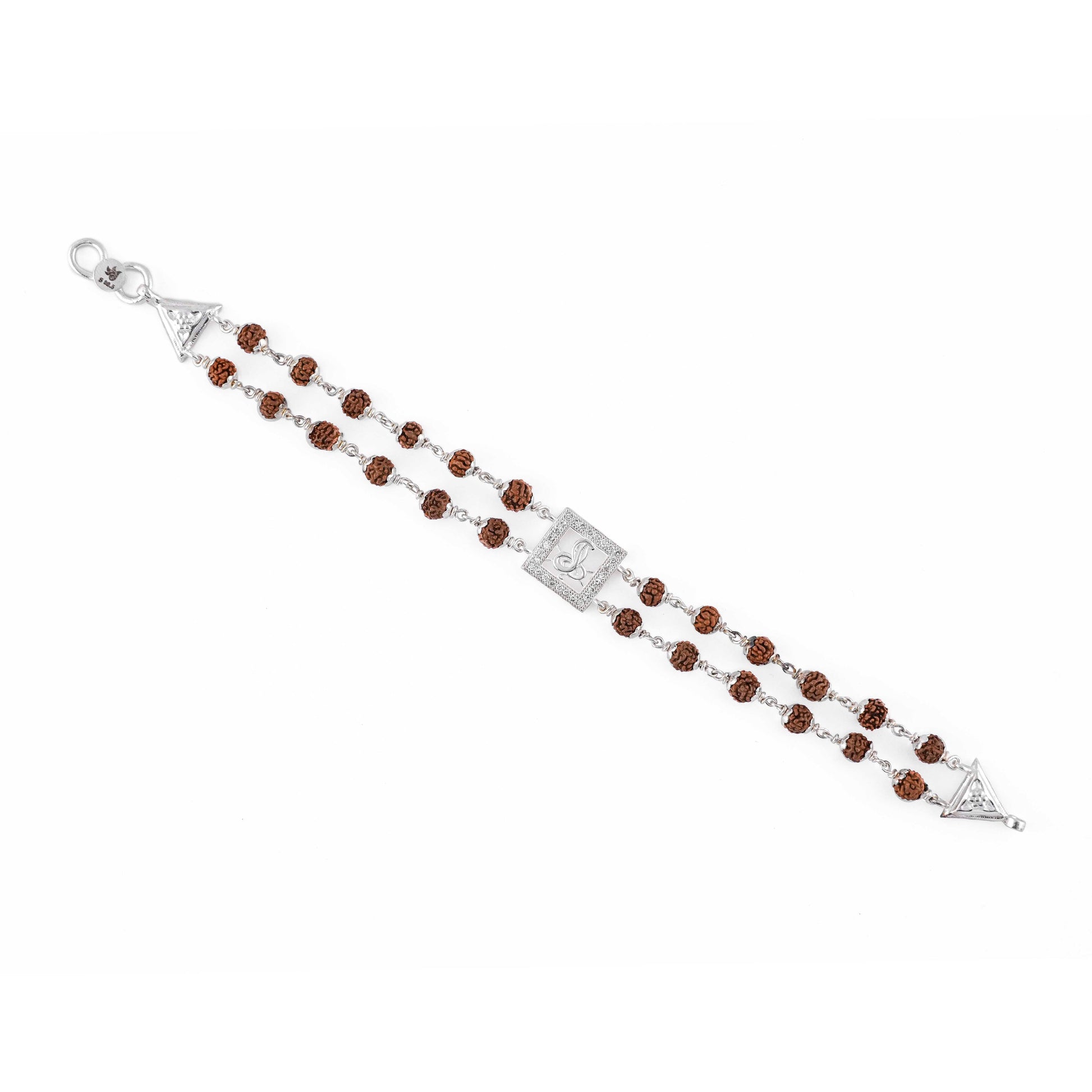 Rudraksha Silver bracelet with single Naag double line for men