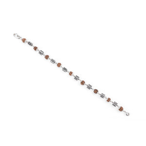 Silver Rakhi with Square Cylinder Rudraksha Beads