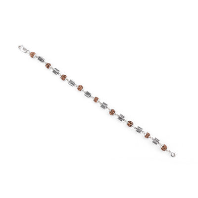 Rudraksha Silver Square Cylinder Bracelet.
