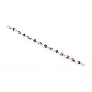 Rudraksha Silver Hollow Oval Beads Bracelet.