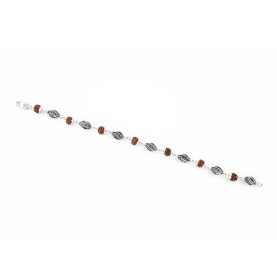 Rudraksha Silver Marqurise Beads Bracelet.