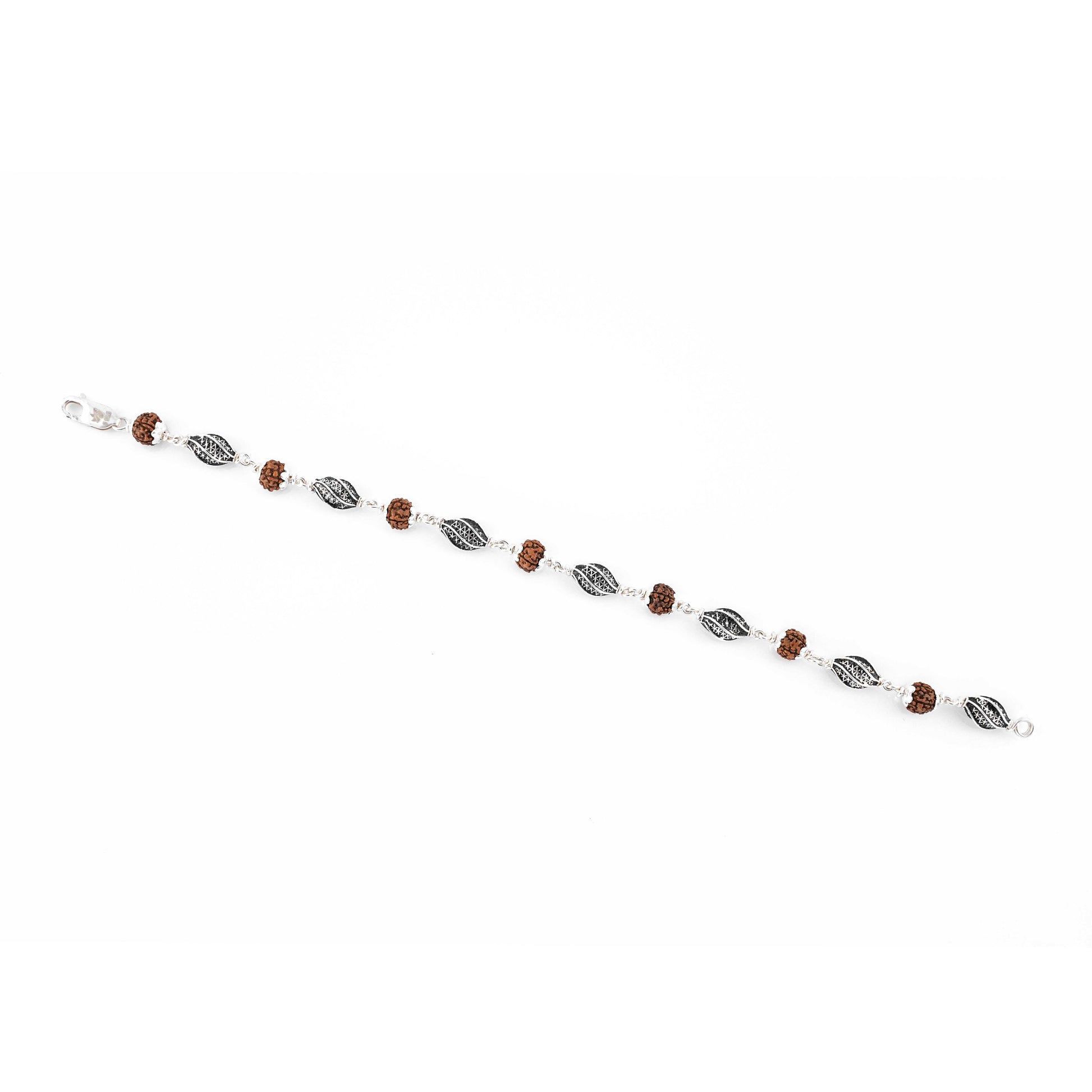 Rudraksha Silver Marqurise Beads Bracelet.