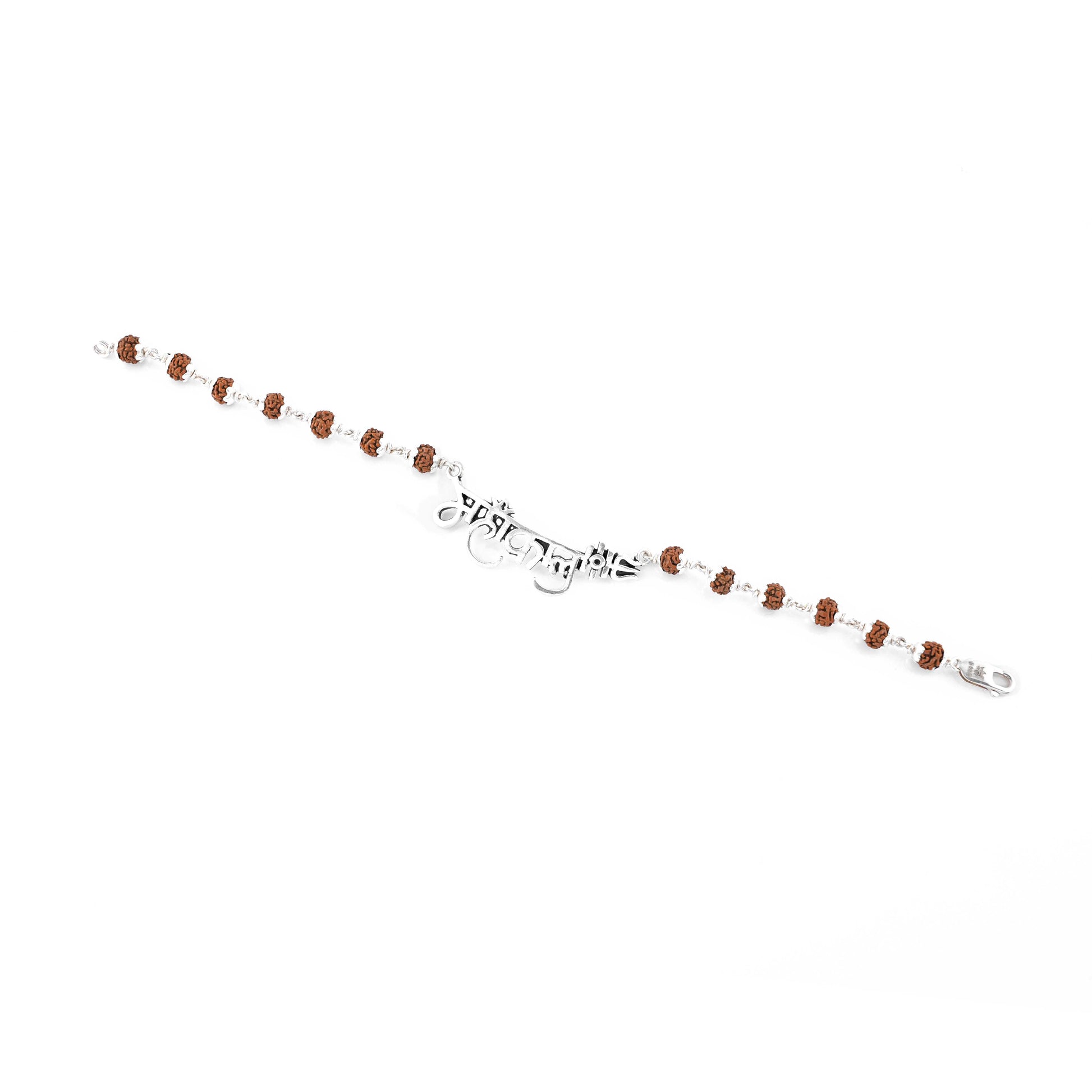 Rudraksha Silver Mahakal Name Bracelet