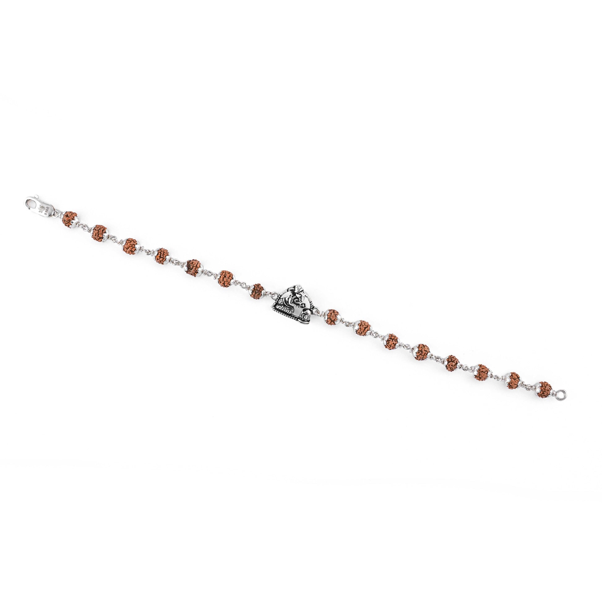 Silver Rakhi with Folded-Hand Ganesh