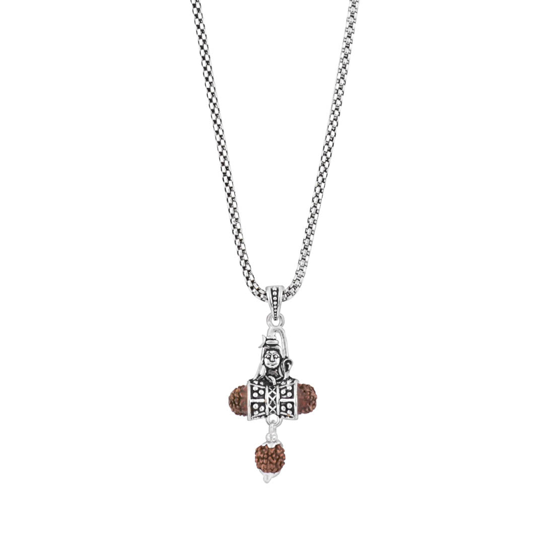 Rudraksha Shiva Pendant with Silver Chain