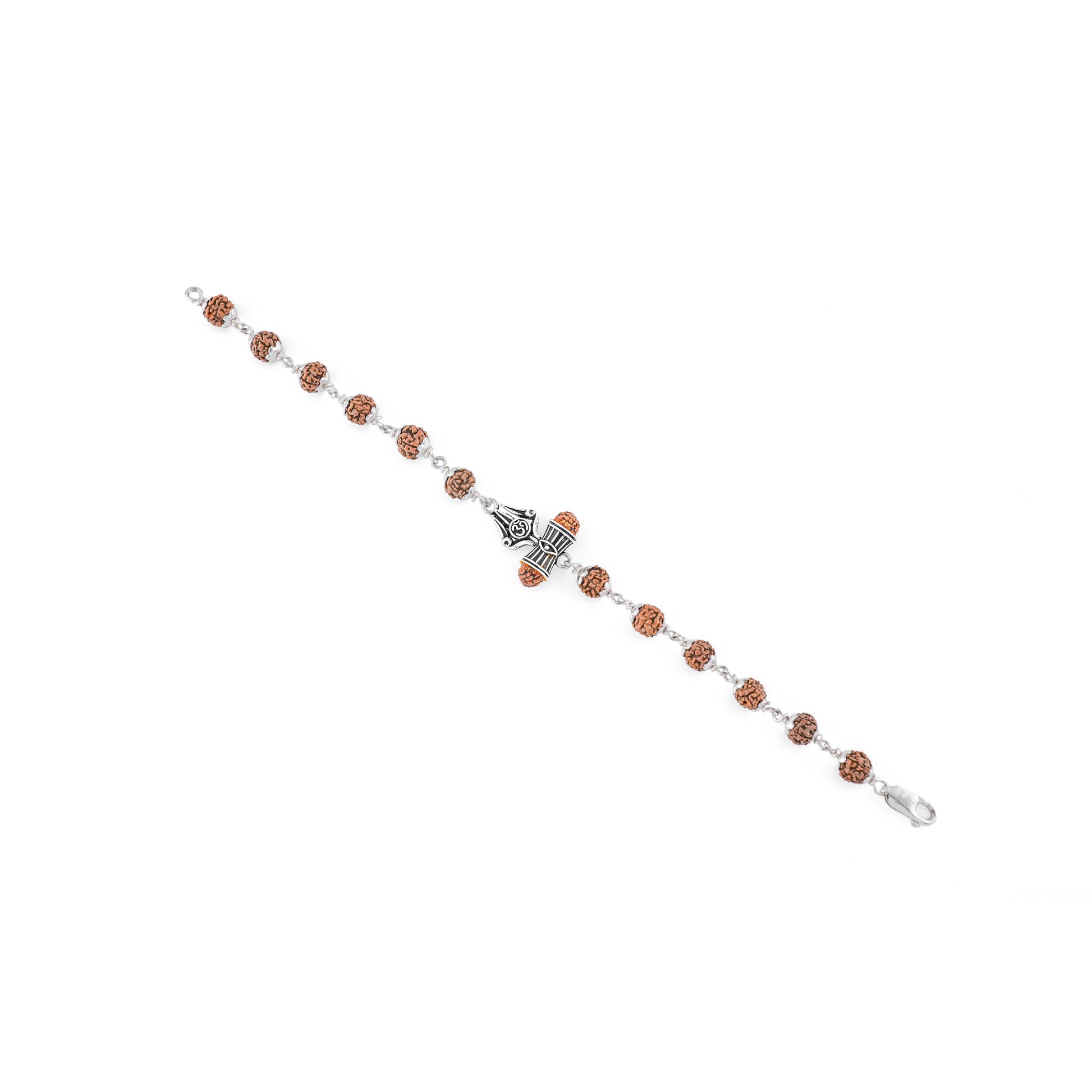 Rudraksha Silver Om Trishul Bracelet