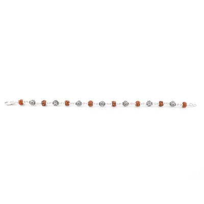 Rudraksha Silver Om Beads Bracelet