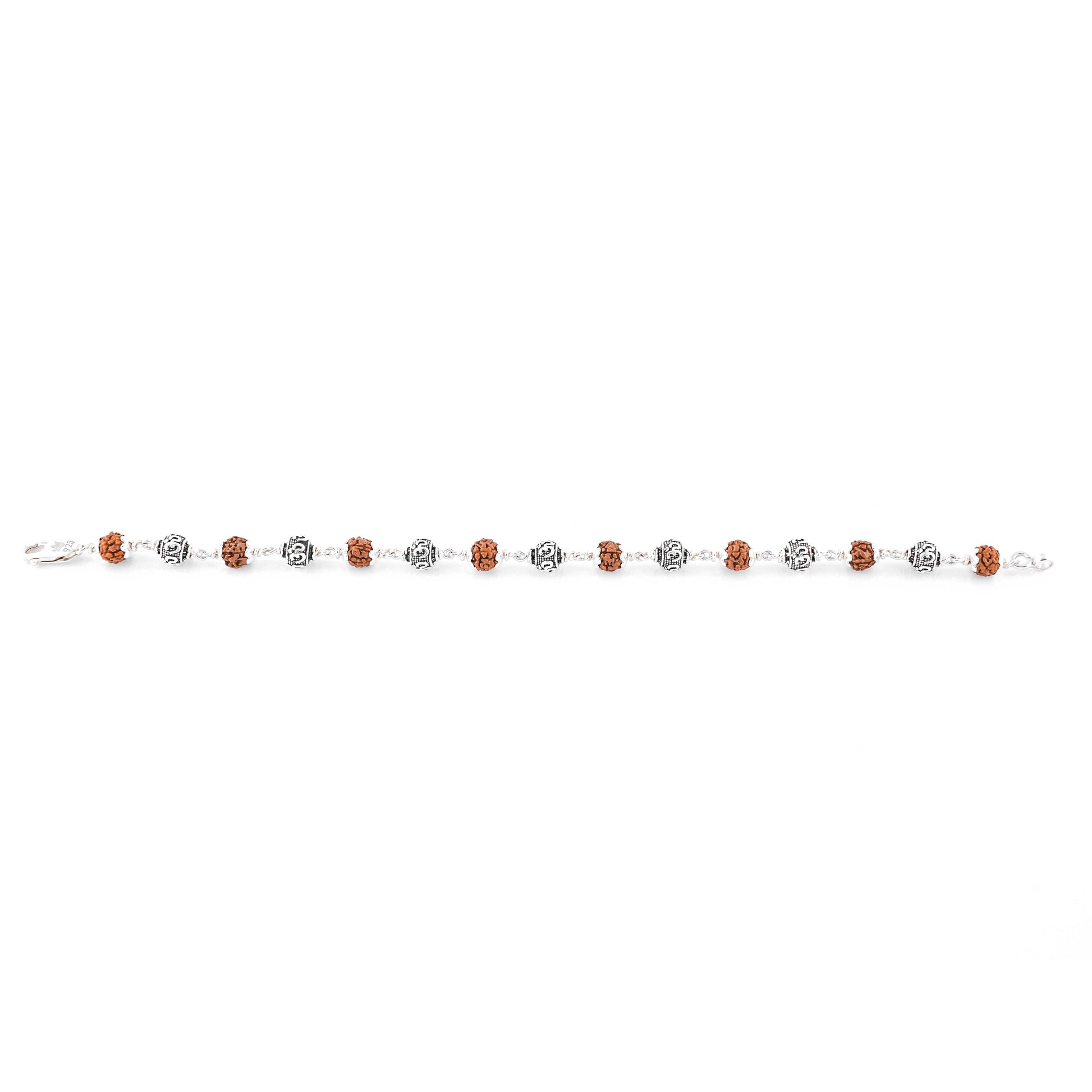 Rudraksha Silver Om Beads Bracelet