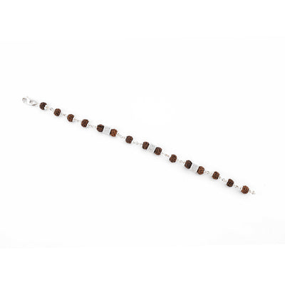 Single Line Rudraksha Silver Rakhi