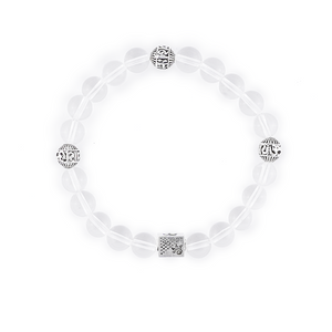 Spatik Beads with Om Namah Shivay Silver Beads Bracelet