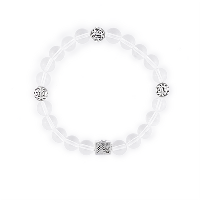 Spatik Beads with Om Namah Shivay Silver Beads Bracelet