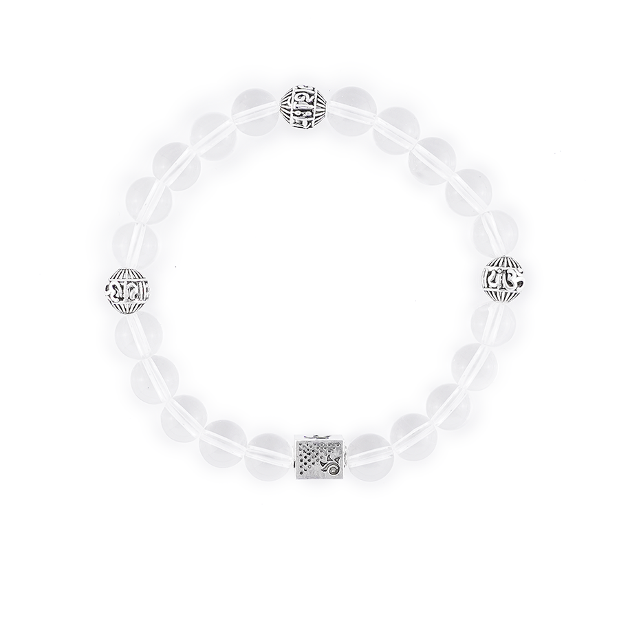 Spatik Beads with Om Namah Shivay Silver Beads Bracelet