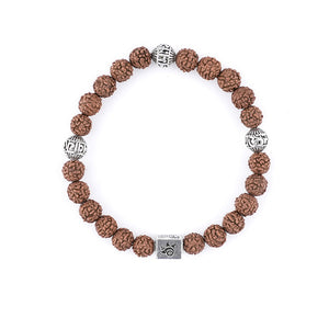 Rudraksha with Om Namah Shivay Silver Beads Bracelet