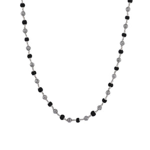 BLACK RUDRAKSHA WITH OM NAMAH SHIVAY SILVER BEADS MALA