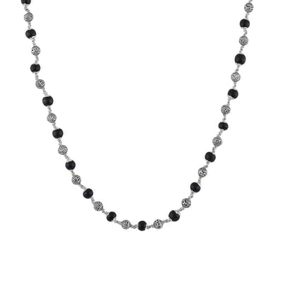 KARUNGALI WITH OM NAMAH SHIVAY SILVER BEADS MALA