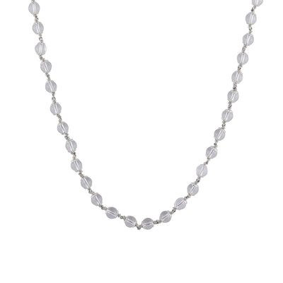 SPHATIK BEAD SILVER MALA