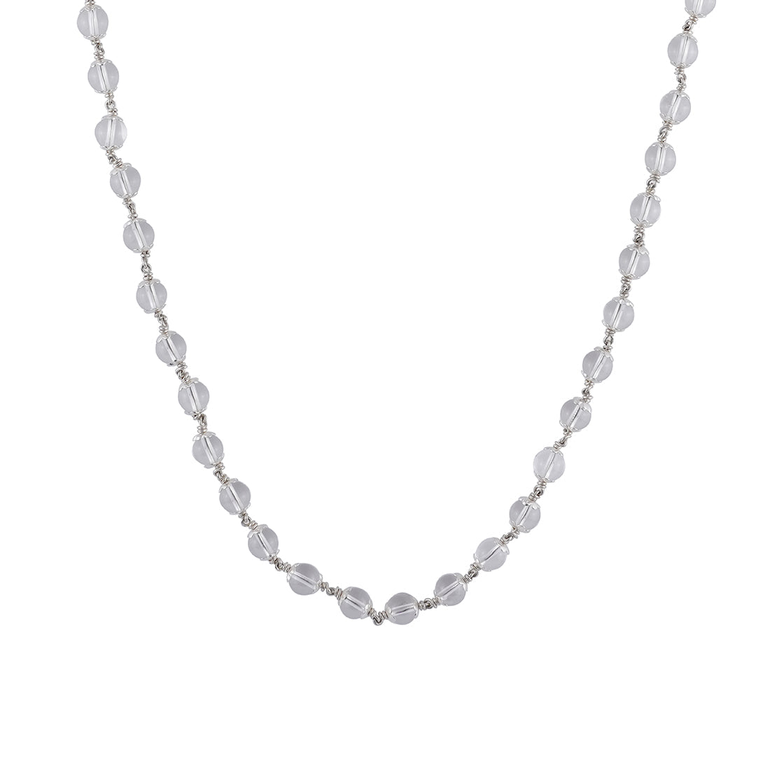 SPHATIK BEAD SILVER MALA