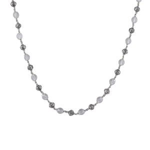 SPHATIK WITH OM SILVER BEADS MALA