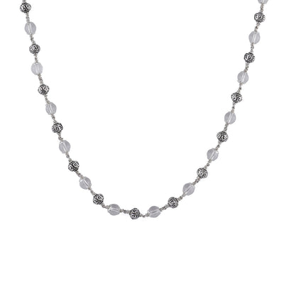 SPHATIK WITH OM SILVER BEADS MALA