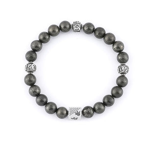 Pyrite Stone with Om Silver Beads Bracelet