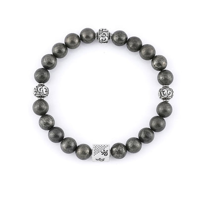 Pyrite Stone with Om Silver Beads Bracelet