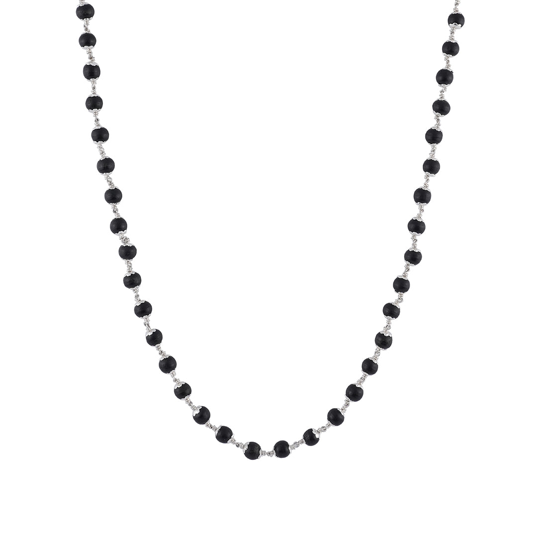KARUNGALI BEADS SILVER MALA