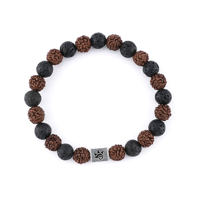 Rudraksha with Lava Beads Bracelet
