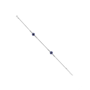 Silver Evil Eye Anklet with Silver Anklet for Women