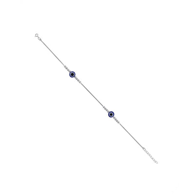 Silver Evil Eye Anklet with Silver Anklet for Women