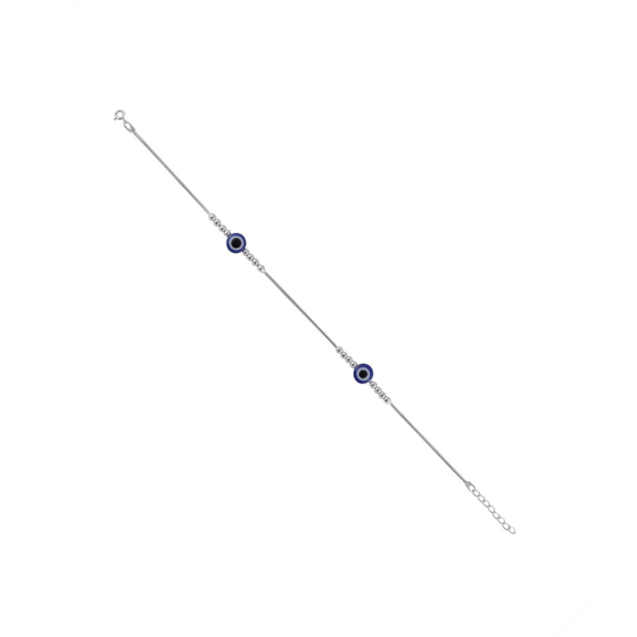 Silver Evil Eye Anklet with Silver Anklet for Women