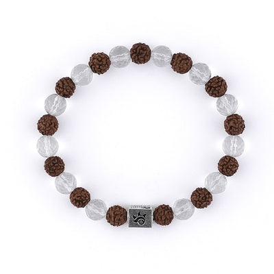 Rudraksha with Spatik Diamond Cut Beads Bracelet